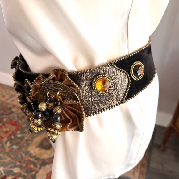 Leatherock Black and Gold Embellished Belt